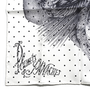 HERMES Silk Plumets Et Panaches Scarf 90 White Black Anthracite HERMES Silk Plumets Et Panaches Scarf 90 White Black Anthracite