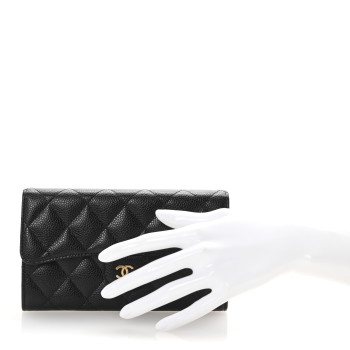 CHANEL Caviar Quilted Large Flap Wallet Black CHANEL Caviar Quilted Large Flap Wallet Black
