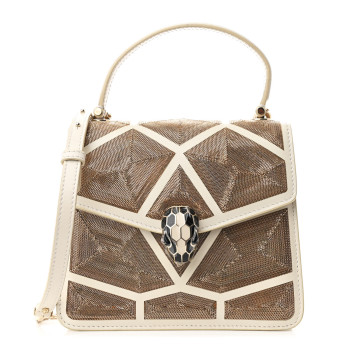 BULGARI Calfskin Million Chain Motif Serpenti Forever Top Handle White BULGARI Calfskin Million Chain Motif Serpenti Forever Top Handle White