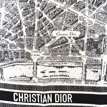 CHRISTIAN DIOR Silk Toile De Jouy Scarf Blue Marine