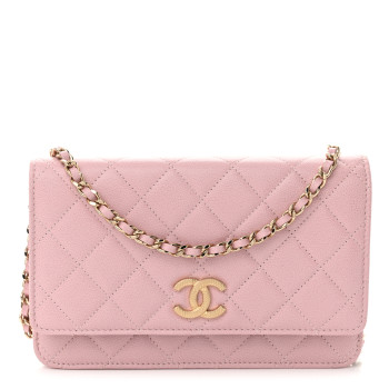 CHANEL Caviar Quilted Studded CC Wallet on Chain WOC Light Pink CHANEL Caviar Quilted Studded CC Wallet on Chain WOC Light Pink
