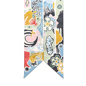 HERMES Silk Bingata Twilly Bleu Ciel Vert Rose HERMES Silk Bingata Twilly Bleu Ciel Vert Rose