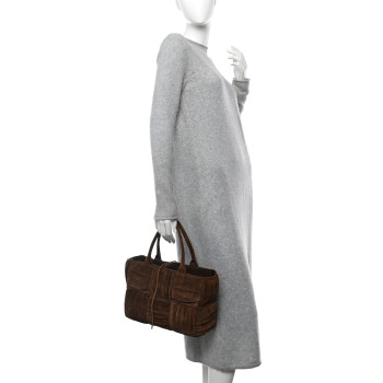 BOTTEGA VENETA Suede Foulard Intrecciato Small Arco Tote Brownie BOTTEGA VENETA Suede Foulard Intrecciato Small Arco Tote Brownie