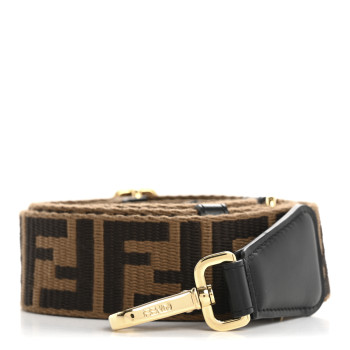 FENDI Ribbon Vitello Century FF 1974 Flat Studded Strap You Fango Marrone Ebano