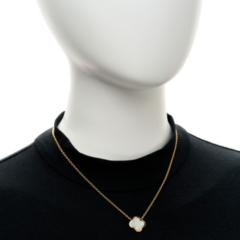 VAN CLEEF & ARPELS 18K Yellow Gold Mother of Pearl Pure Alhambra Pendant Necklace