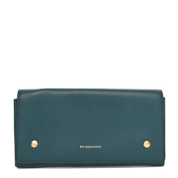 BURBERRY Grained Calfskin Somerset Marais Long Wallet Dark Cyan