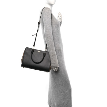 BURBERRY Calfskin Mega Check Small Banwell Tote Black