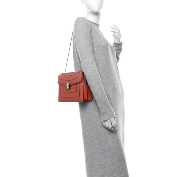 BULGARI Calfskin Serpenti Forever Shoulder Bag Coral BULGARI Calfskin Serpenti Forever Shoulder Bag Coral