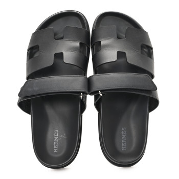 HERMES Calfskin Womens Chypre Sandals 40.5 Black HERMES Calfskin Womens Chypre Sandals 40.5 Black