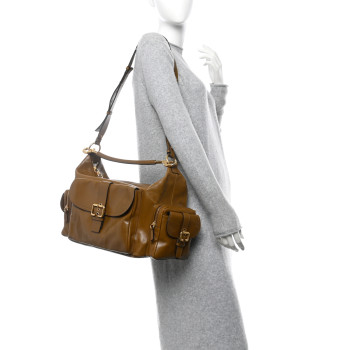 CHLOE Shiny Calfskin Large Double Carrry Camera Bag Dark Khaki CHLOE Shiny Calfskin Large Double Carrry Camera Bag Dark Khaki