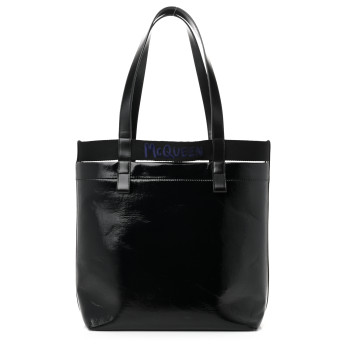 ALEXANDER MCQUEEN Coated Canvas Logo Shopper Tote Black ALEXANDER MCQUEEN Coated Canvas Logo Shopper Tote Black