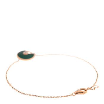 CARTIER 18K Pink Gold Diamond Malachite Amulette de Cartier Bracelet
