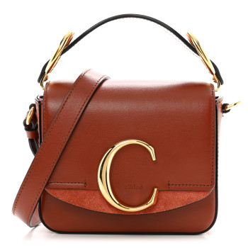 CHLOE Shiny Calfskin Suede Mini C Bag Sepia Brown CHLOE Shiny Calfskin Suede Mini C Bag Sepia Brown