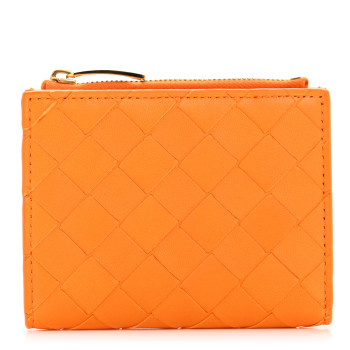 BOTTEGA VENETA Nappa Intrecciato Small Bi-Fold Zip Wallet Tangerine BOTTEGA VENETA Nappa Intrecciato Small Bi-Fold Zip Wallet Tangerine