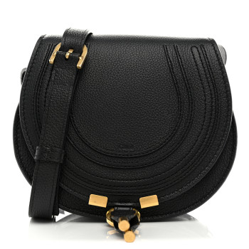 CHLOE Grained Calfskin Small Marcie Saddle Bag Black CHLOE Grained Calfskin Small Marcie Saddle Bag Black