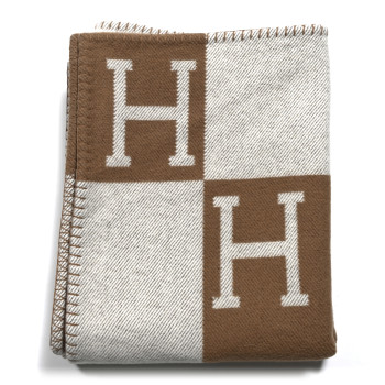 HERMES Wool Cashmere Avalon Blanket Ecru Camel HERMES Wool Cashmere Avalon Blanket Ecru Camel