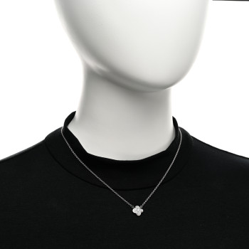 VAN CLEEF & ARPELS 18K White Gold Diamond Pure Alhambra Pendant Necklace