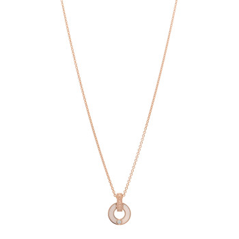 BULGARI 18K Rose Gold Diamond Mother of Pearl Openwork Pendant Necklace BULGARI 18K Rose Gold Diamond Mother of Pearl Openwork Pendant Necklace