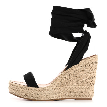 CHRISTIAN LOUBOUTIN Canvas Du Desert 110 Espadrille Wedges 41 Black CHRISTIAN LOUBOUTIN Canvas Du Desert 110 Espadrille Wedges 41 Black