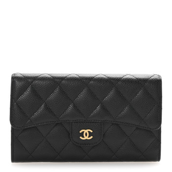CHANEL Caviar Quilted Large Flap Wallet Black CHANEL Caviar Quilted Large Flap Wallet Black