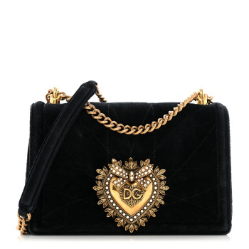 DOLCE & GABBANA Velvet Medium Devotion Crossbody Bag Black DOLCE & GABBANA Velvet Medium Devotion Crossbody Bag Black