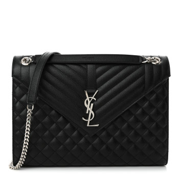 SAINT LAURENT Grain De Poudre Textured Mixed Matelasse Large Triquilt Monogram Satchel Black SAINT LAURENT Grain De Poudre Textured Mixed Matelasse Large Triquilt Monogram Satchel Black