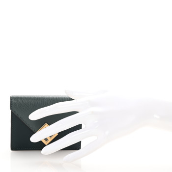 FENDI Vitello King Cruise FF Diamonds Mini Tri-Fold Envelope Wallet Vert Inglese Malachite