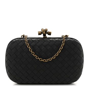 BOTTEGA VENETA Nappa Intrecciato Chain Knot Clutch Black BOTTEGA VENETA Nappa Intrecciato Chain Knot Clutch Black