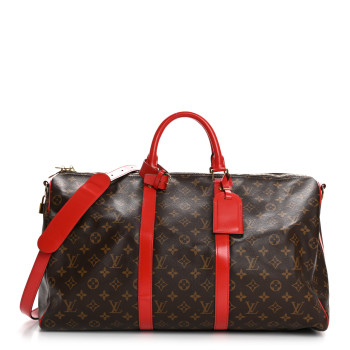LOUIS VUITTON Calfskin Monogram Keepall Bandouliere 50 Coquelicot LOUIS VUITTON Calfskin Monogram Keepall Bandouliere 50 Coquelicot