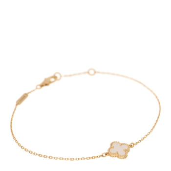 VAN CLEEF & ARPELS 18K Yellow Gold Mother of Pearl Sweet Alhambra Bracelet