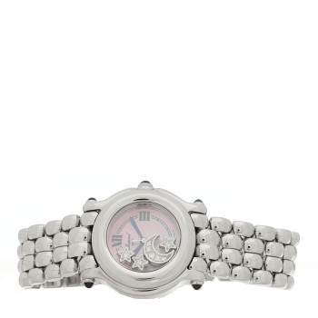 CHOPARD Stainless Steel Diamond Pink Mother of Pearl 26mm Happy Sport Moon Star Quartz Watch CHOPARD Stainless Steel Diamond Pink Mother of Pearl 26mm Happy Sport Moon Star Quartz Watch