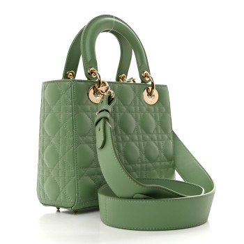 CHRISTIAN DIOR Lambskin Cannage Small My ABCDior Lady Dior Green