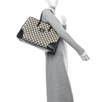 CELINE Canvas Calfskin Triomphe Embroidered Horizontal Cabas Black CELINE Canvas Calfskin Triomphe Embroidered Horizontal Cabas Black