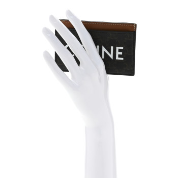 CELINE Triomphe Canvas Card Holder Tan CELINE Triomphe Canvas Card Holder Tan