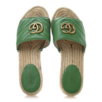 GUCCI Nappa Matelasse GG Marmont Espadrille Slide Sandals 35.5 New Shamarock