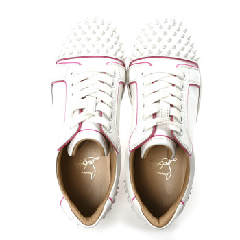 CHRISTIAN LOUBOUTIN Calfskin Spikes Womens Vieira 2 Flat Sneakers 36 White Rose CHRISTIAN LOUBOUTIN Calfskin Spikes Womens Vieira 2 Flat Sneakers 36 White Rose