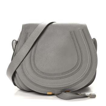 CHLOE Grained Calfskin Medium Marcie Saddle Bag Cashmere Grey CHLOE Grained Calfskin Medium Marcie Saddle Bag Cashmere Grey