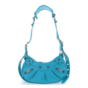 BALENCIAGA Agneau Arena Le Cagole Shoulder Bag XS Cyan