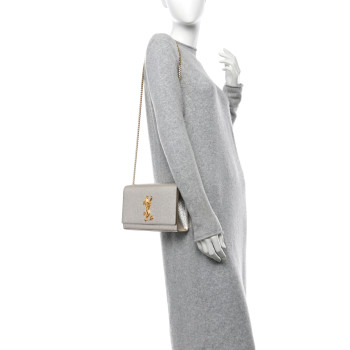 SAINT LAURENT Metallic Calfskin Star Studded Monogram Wallet on Chain Pale Gold SAINT LAURENT Metallic Calfskin Star Studded Monogram Wallet on Chain Pale Gold