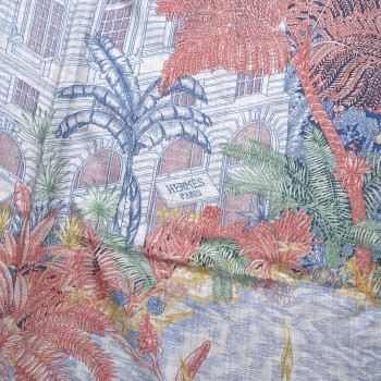 HERMES Cashmere Silk Faubourg Tropical Shawl 140 Gris Chine Rose HERMES Cashmere Silk Faubourg Tropical Shawl 140 Gris Chine Rose