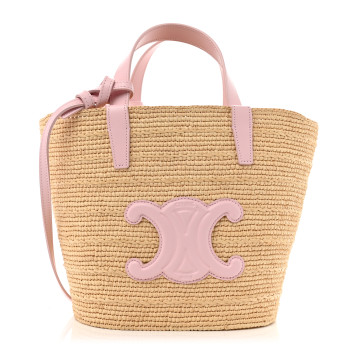 CELINE Raffia Calfskin Triomphe Teen Panier Pink CELINE Raffia Calfskin Triomphe Teen Panier Pink