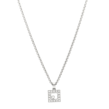 CHOPARD 18k White Gold Happy Diamonds Icons Square Heart Necklace CHOPARD 18k White Gold Happy Diamonds Icons Square Heart Necklace