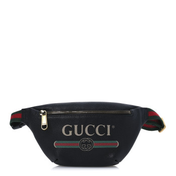 GUCCI Grained Calfskin Small Logo Belt Bag Black