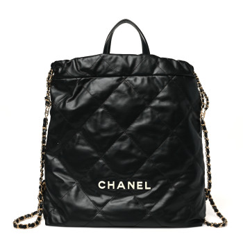 CHANEL Shiny Calfskin Quilted Chanel 22 Backpack Black CHANEL Shiny Calfskin Quilted Chanel 22 Backpack Black