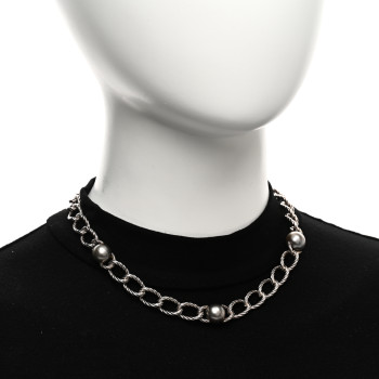 DAVID YURMAN Sterling Silver Tahitian Pearl Cable Necklace DAVID YURMAN Sterling Silver Tahitian Pearl Cable Necklace