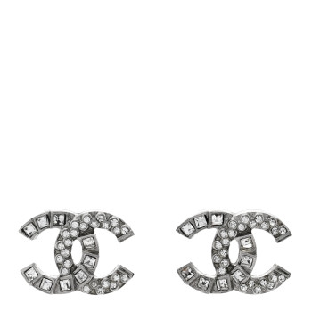 CHANEL Baguette Crystal CC Earrings Silver CHANEL Baguette Crystal CC Earrings Silver