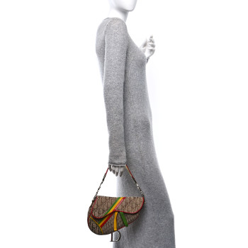CHRISTIAN DIOR Monogram Rasta Saddle Bag Beige
