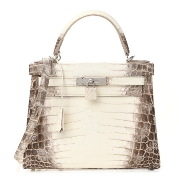 HERMES Matte Niloticus Crocodile Himalaya Kelly Retourne 28 White