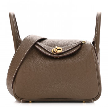 HERMES Taurillon Clemence Mini Lindy 20 Etoupe