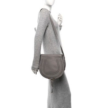 CHLOE Grained Calfskin Medium Marcie Saddle Bag Cashmere Grey CHLOE Grained Calfskin Medium Marcie Saddle Bag Cashmere Grey